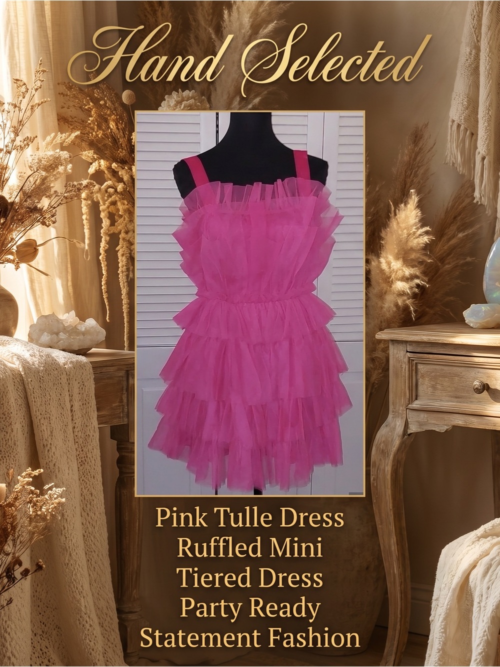 Altar'd State Hot Pink Tiered Tulle Ruffle Mini Dress Balletcore Coquette M